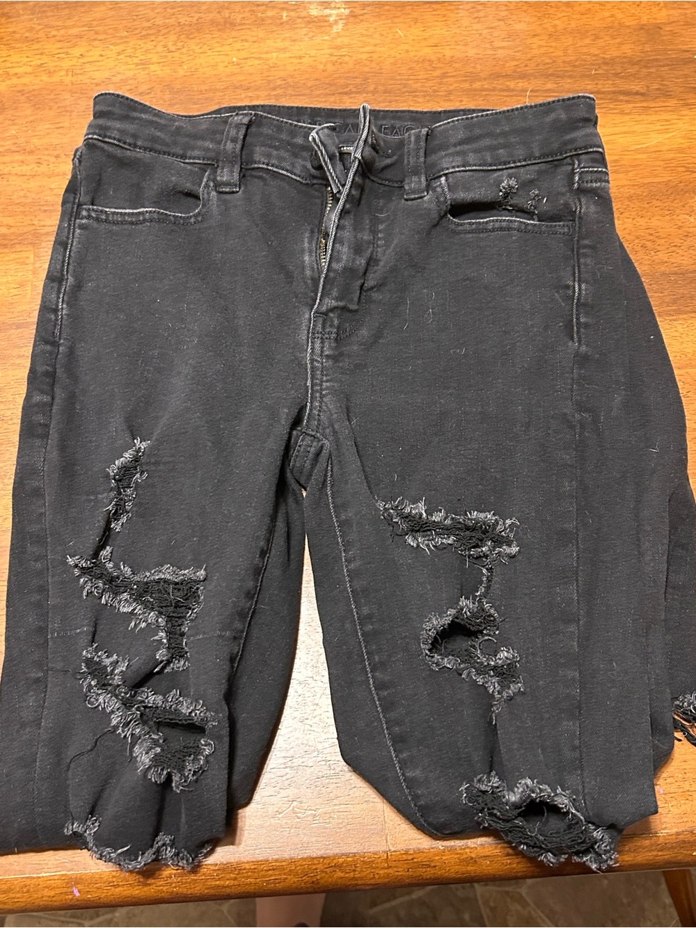 American Eagle Outfitters Black Skinny Ripped Jeans